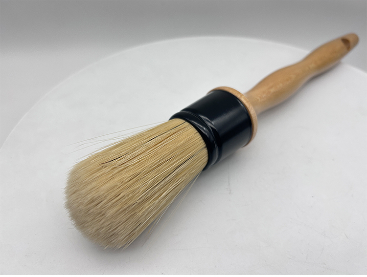 natural white bristle wooden round brush 
